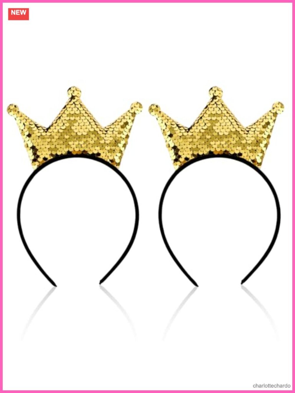 2 Pcs Sequin Crown Headband Princess Shiny Hair Band Styling Clip Accessories